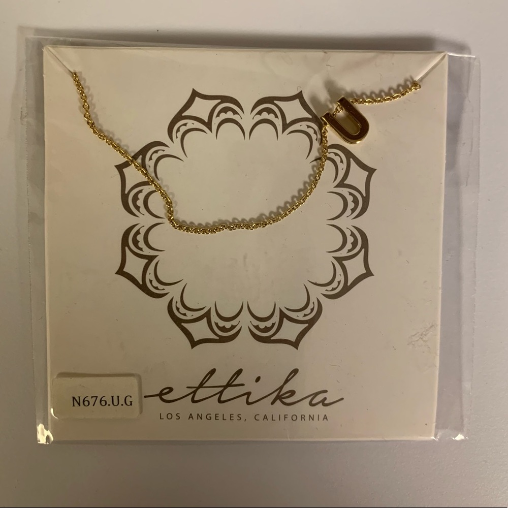 Ettika Gold Plated "U” initial Necklace NWT